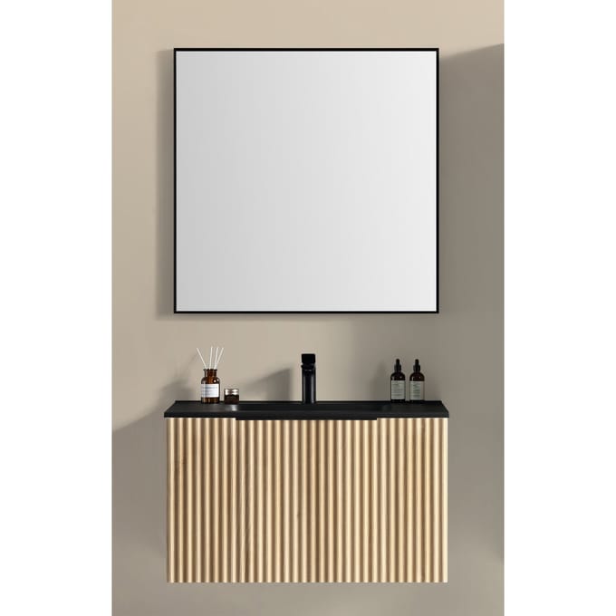 Xellanz Ribbella Badmeubel Compleet - 80cm - Naturel Eik/Mat Zwart