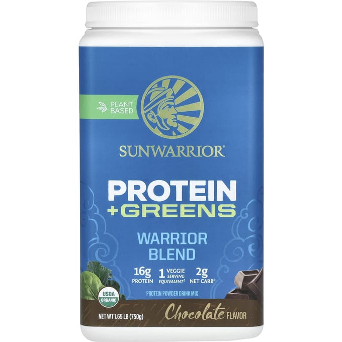 Sunwarrior Warrior Blend + Greens Organic (750g) Chocolate - Eiwitten - Veganistisch eiwit