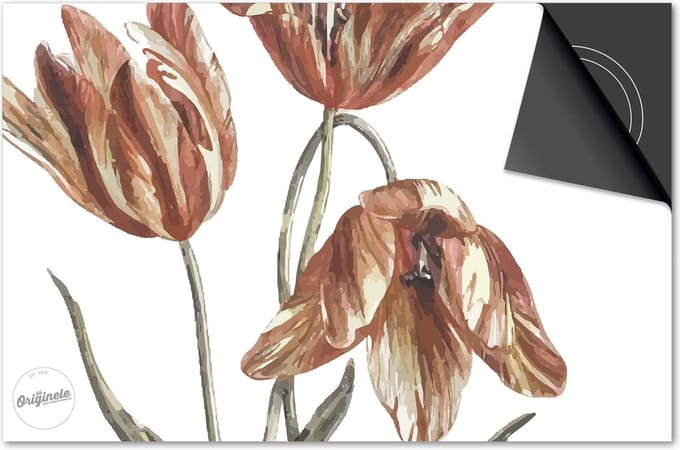 Inductie beschermer 90x52 - afdekplaat inductie mat - Dietrix Kookplaat beschermer - Base - Botanical - Wilde Tulp