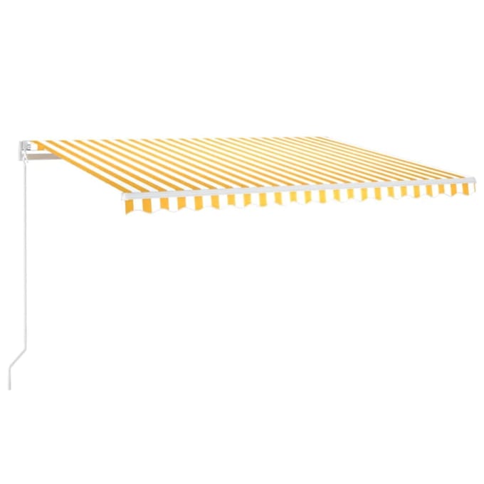 vidaXL - Luifel - automatisch - uittrekbaar - 450x300 - cm - geel - en - wit
