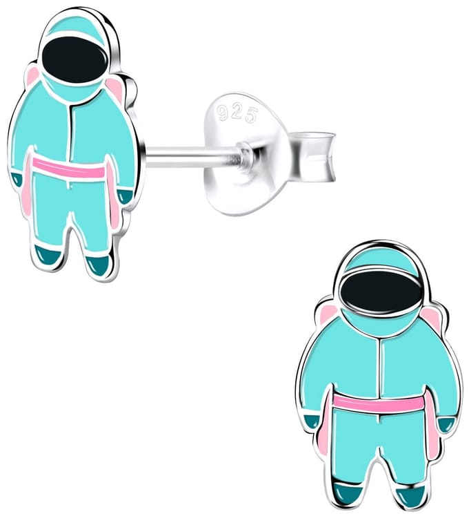 Joy|S - Zilveren astronaut oorbellen