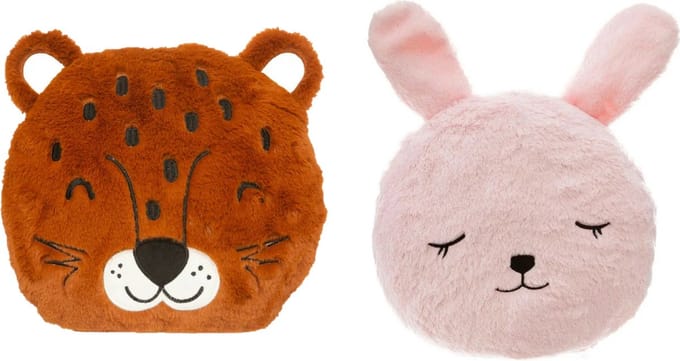 Dieren sierkussens - set 2x - kinderkamer - panter/konijn - 30 cm - polyester