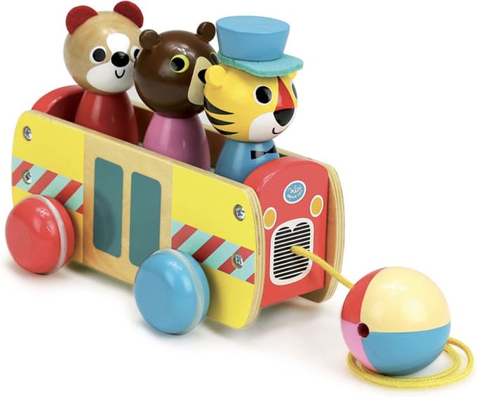 Vilac - Houten trein trekspeeltje met vormendoos