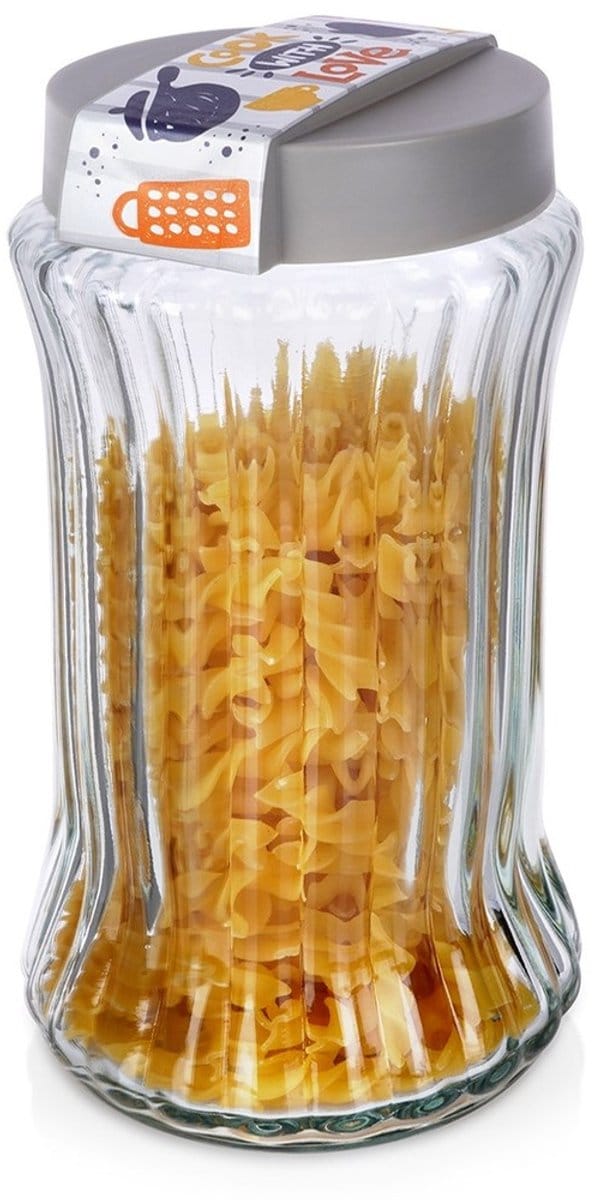 Excellent Houseware - Glazen Container - 1.6L - Transparant - Met Deksel
