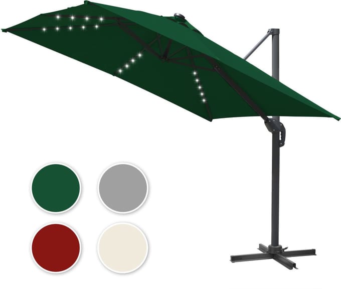 Parasol Groen met LED verlichting – Grote tuinparasol