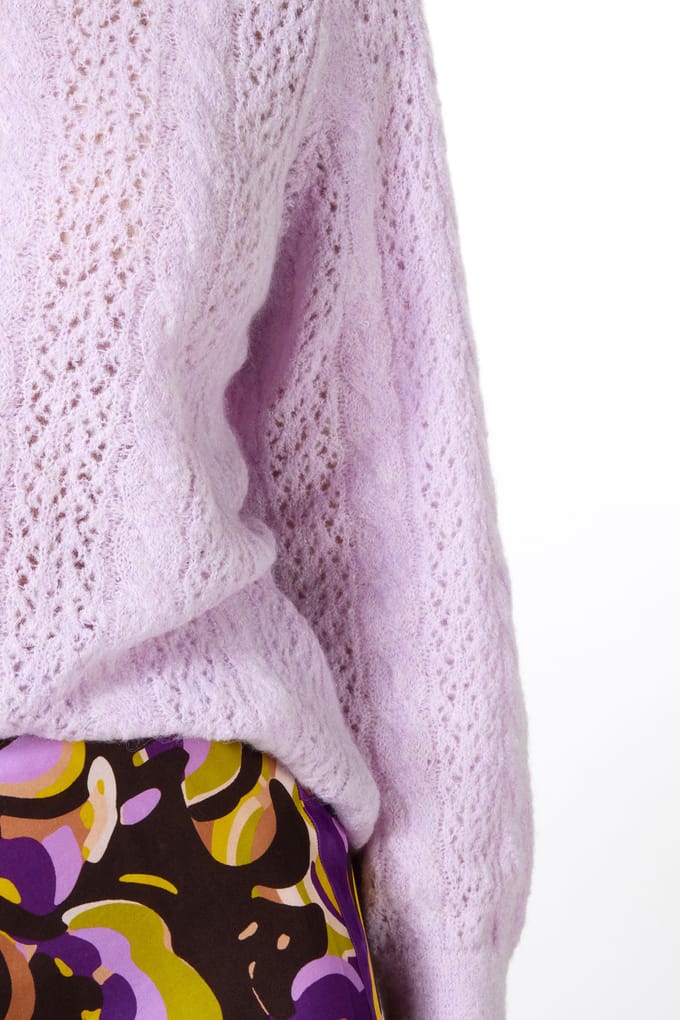 EsQualo Sweater Cable Ajour Lilac Taglia: S | Maglioni a maglia Outlet | Donna | Viola