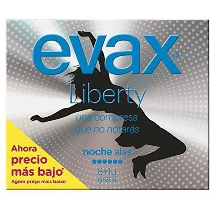 EVAX Liberty nacht Normal hygiënische maandverbanden met vleugels - Pak van 9