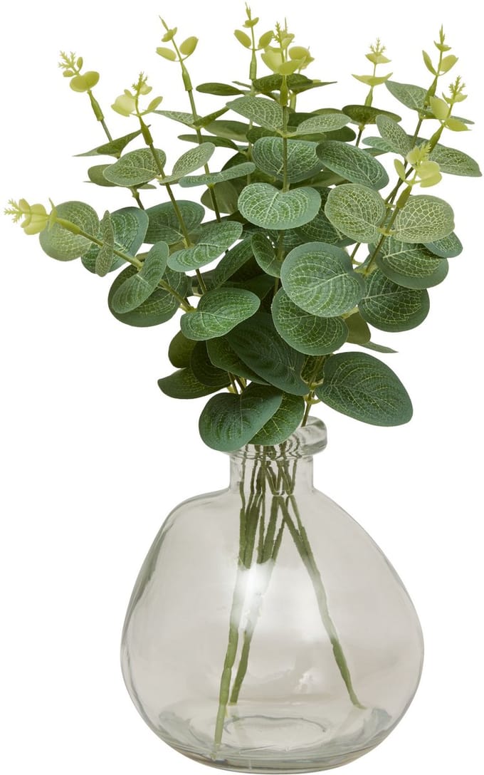 Atmosphera Kunstplant Urice Eucalyptus met glazen pot - Ø20xH35cm - Groen