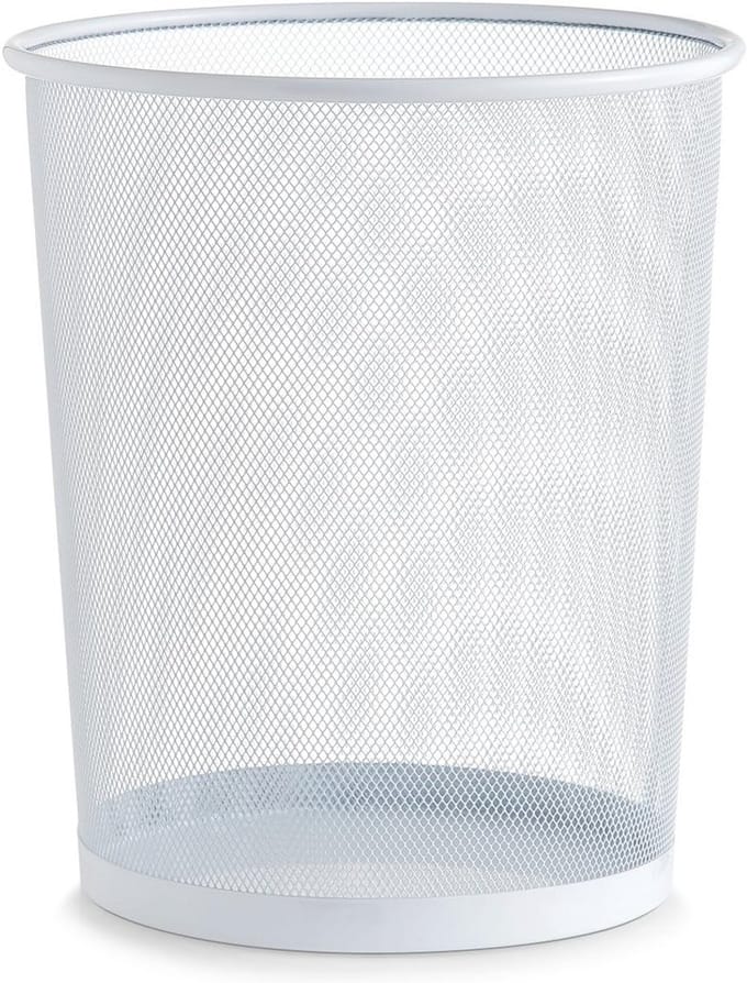 Prullenbak 29.5 x 35 cm Wit - Hoogwaardig Gewoven Staal