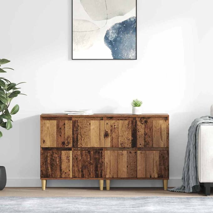 vidaXL - Dressoirs - 2 - st - Oud - Hout - 60 - x - 35 - x - 70 - cm - Bewerkt - hout