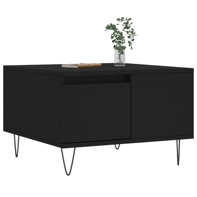 vidaXL - Salontafel - 55x55x36,5 - cm - bewerkt - hout - zwart