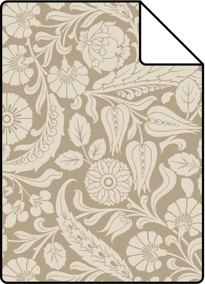 Proefstaal ESTAhome behang bloemmotief donker beige - 26.5 x 21 cm - 139783-S