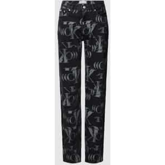 Straight leg jeans met all-over logomotief