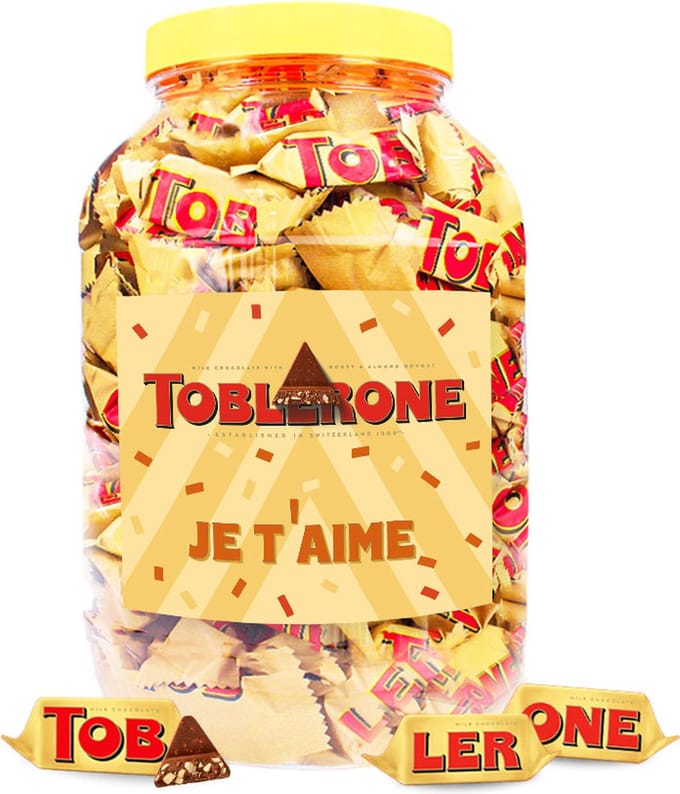 Toblerone Tiny chocolade "je t'aime" - melkchocolade met nougat, amandel en honing - 1000g