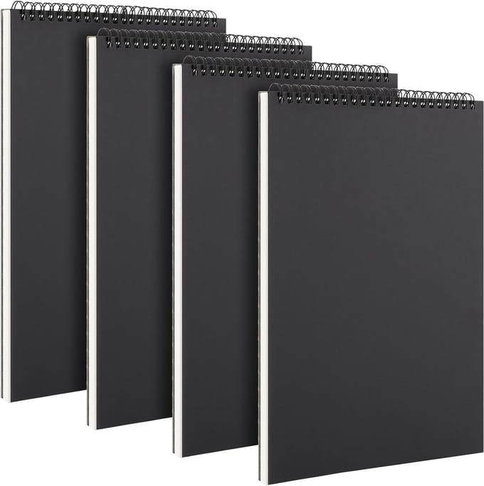 A4 Spiral Binding Schetsboek Set van 4, 30 Vel, 120g/m², Ideaal voor Tekenen, Doodlen en Schrijven