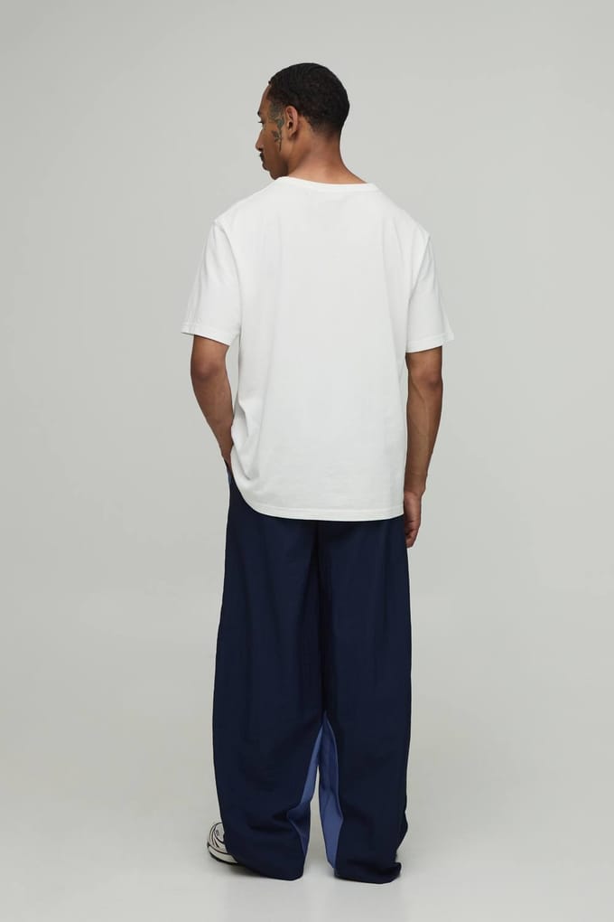 Baggy Fit Colour Block Trainingsbroek | Slate Blue | Size Medium