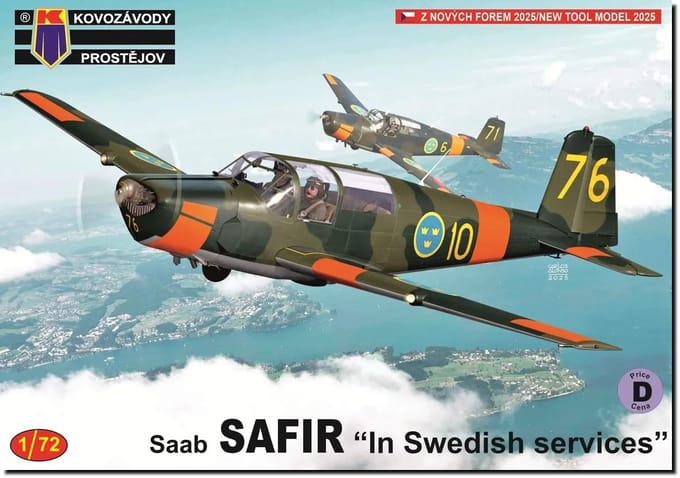 KP Model Saab Safir Zweedse Plastic Modelbouwkit KPM0523 1/72 gray