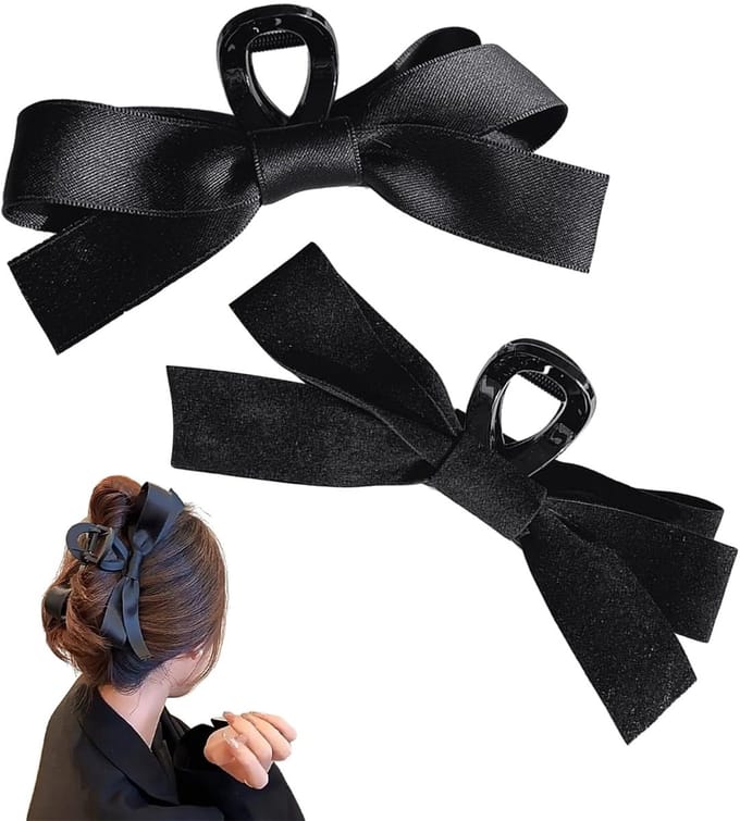 Dailygoods - 2 Stuks Zwarte Strik Haarspelden voor Vrouwen