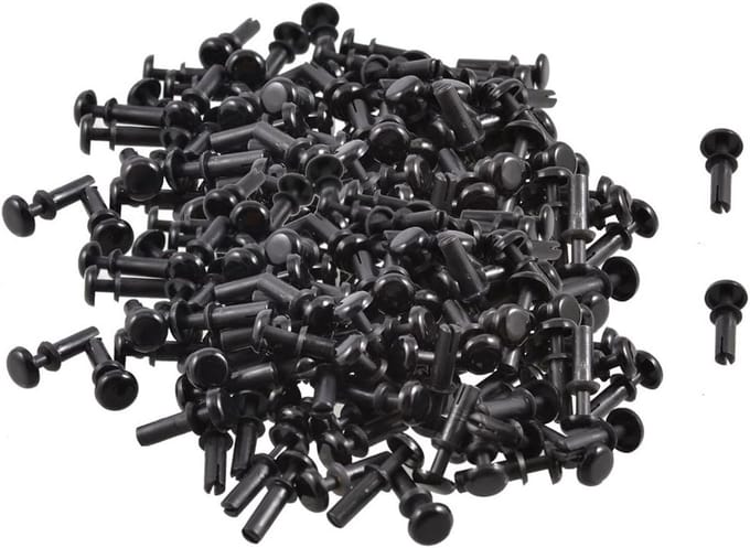 200x Zwarte Nylon Push Clips Klinknagels voor Diverse Bevestigingen
