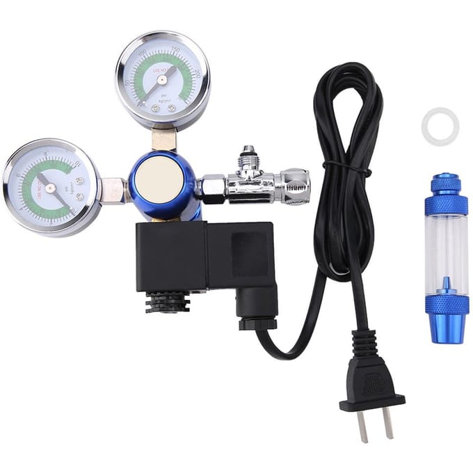 G5/8 Aquarium CO2 Regulator Terugslagklep Bellenteller met Solenoïde black