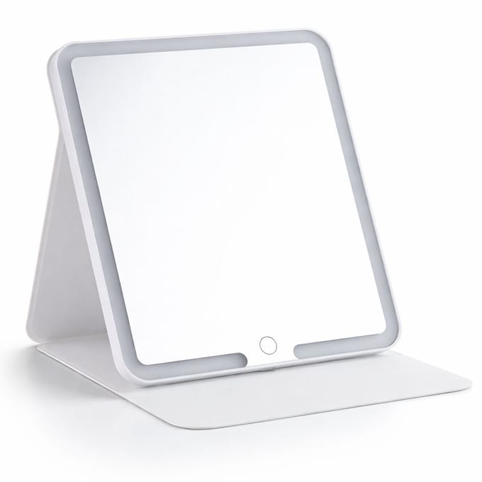 Behave Oplaadbare Make-up Spiegel - LED Verlichting - 3 Lichtstanden - Touch Control - Wit - 23x20 cm