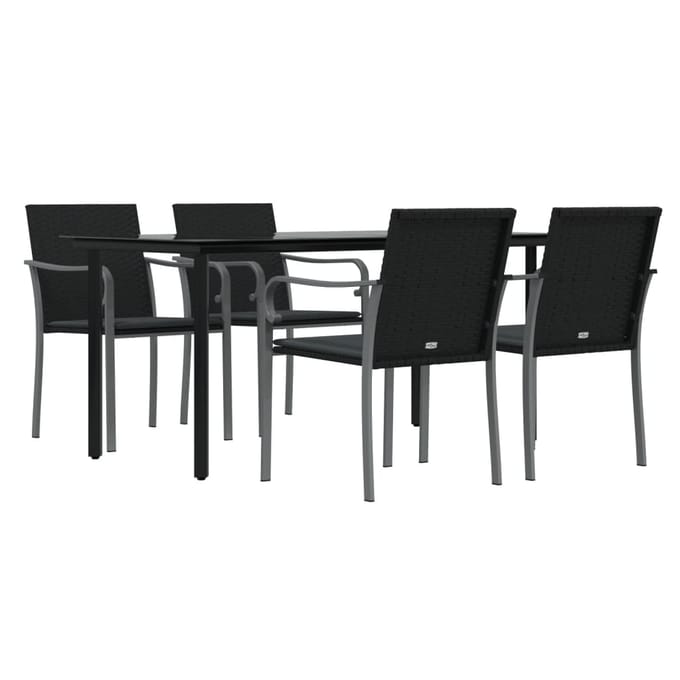 vidaXL - 5-delige - Tuinset - met - kussens - poly - rattan - en - staal