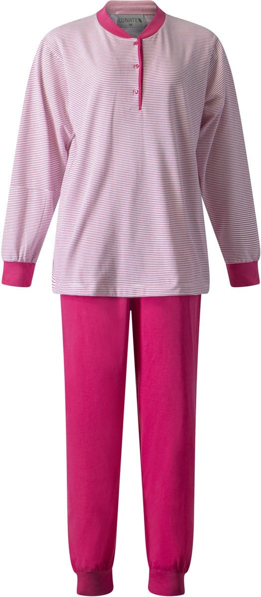 Lunatex - dames pyjama 124246 - all season - pink stripe - maat 3XL