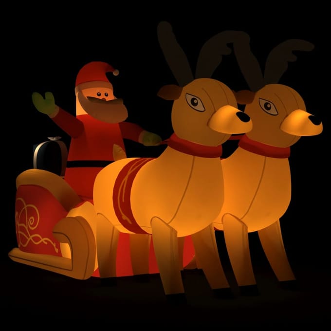 vidaXL - Kerstdecoratie - kerstman - en - rendieren - opblaasbaar - LED - 130 - cm