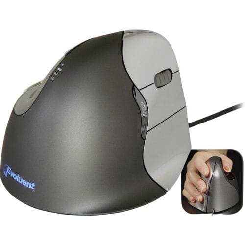 Evoluent Vertical Mouse 4 VM4R Ergonomische muis USB Optisch Zwart, Zilver 6 Toetsen 2800 dpi Ergonomisch