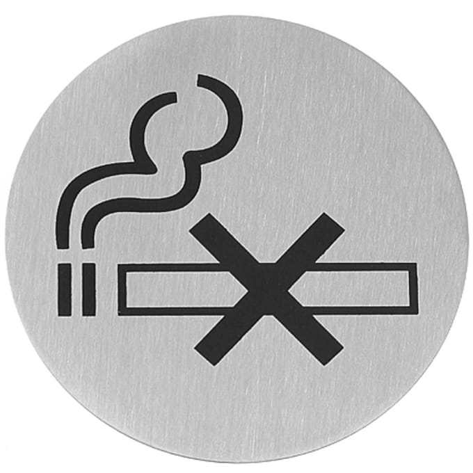 Panneau d'information AUTOCOLLANT INTERDICTION DE FUMER, acier inoxydable, diamètre 75 mm, Hendi 663639