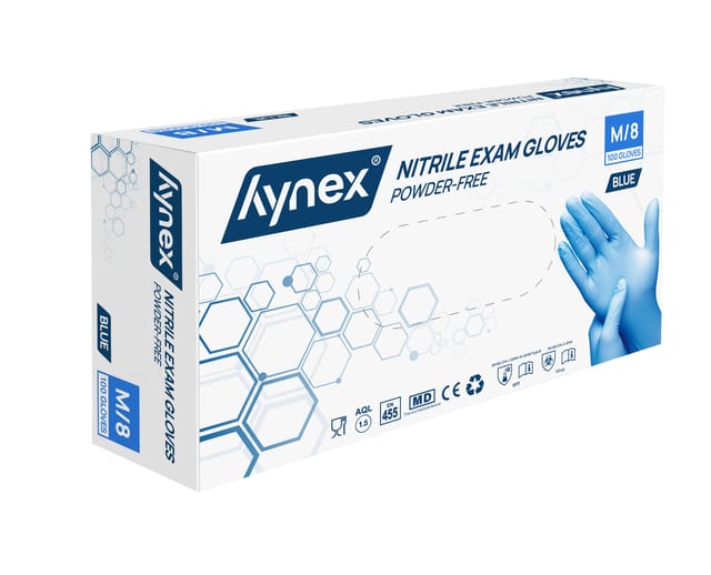 Hynex Nitril handschoenen maat M blauw 100/doos 3,5gram poedervrij