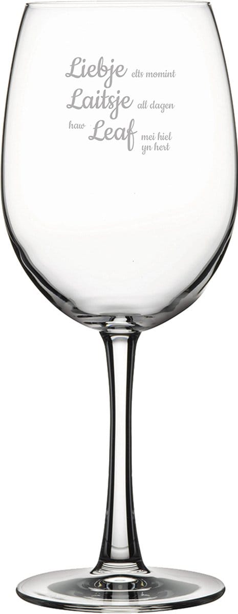 Rode wijnglas gegraveerd - 58cl - Liebje Laitsje Leaf