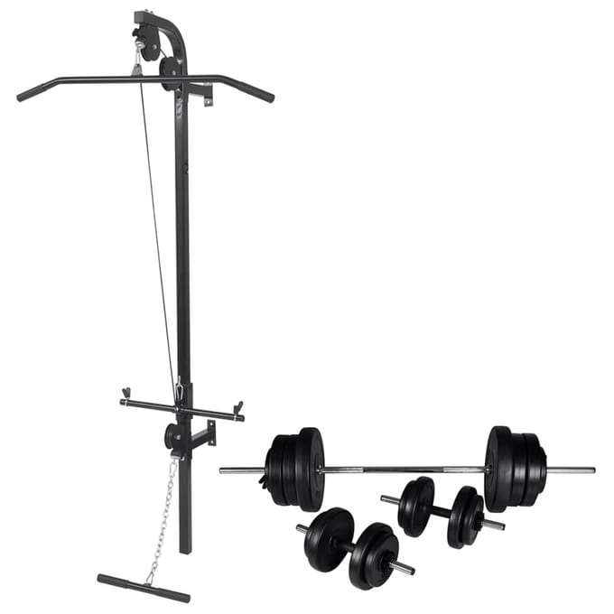 vidaXL - Krachttoren - voor - aan - de - wand - met - halterset - 60,5 - kg