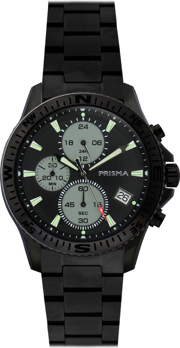 Prisma horloge P.2033 Chrono Explorer Black 10 ATM