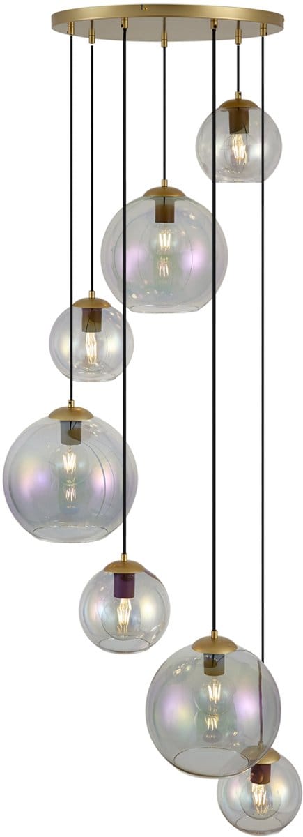 QAZQA sandra - Art Deco Hanglamp voor boven de eettafel | in eetkamer - 7 lichts - Ø 72 cm - Goud/messing - Hal / Vide