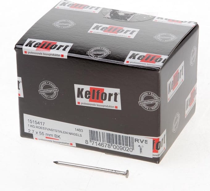 Kelfort draadnagel bombe kop RVS 2.7 x 55mm 1kg
