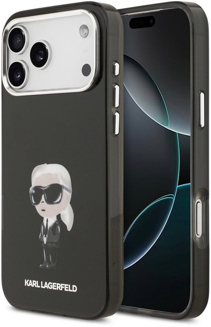 MagSafe hoesje voor Apple iPhone 17 Pro Max, Karl Lagerfeld, IML Aquarelle Karl Ikonik, Zwart