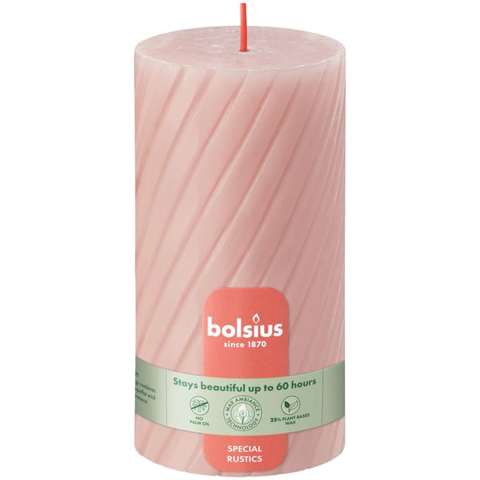 Bolsius - Rustiek Twist Stompkaars - Misty Pink - 130/68mm