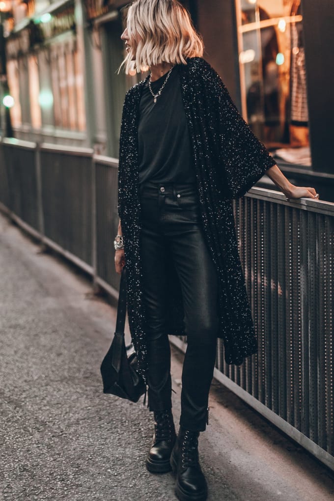 Mikuta The Black Sequin Kimono Black Taglia: XS/S | Maxi abiti Outlet | Donna | Nero