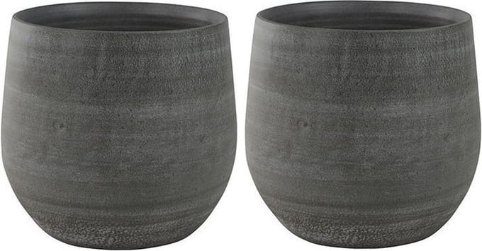 Ter Steege Plantenpot/bloempot - 2x - keramiek - modern - grijs - D36 x H32 cm