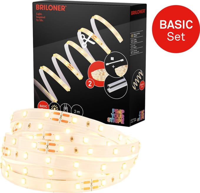 Pimp Your Stripe starterset LED-strip 2m, warm wit, aan/uit