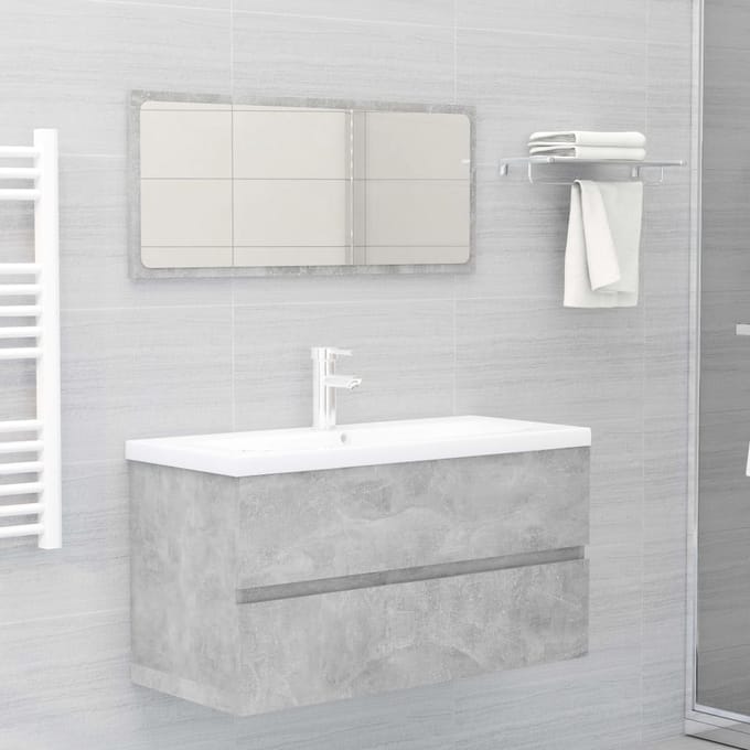 vidaXL - Wastafelkast - 90x38,5x45 - cm - betongrijs