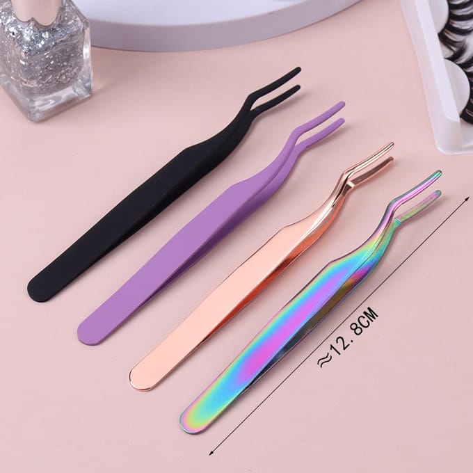 Valse Wimper Pincet Valse Wimpers Applicator Rvs Wimper Extension Curler Nipper Clip Klem Makeup Tools rosé gouden kleur