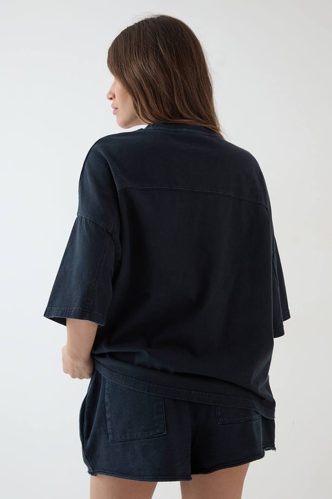 Dames Dsgn Studio Heavyweight Gewassen Oversized T-shirt Met Korte Mouwen | Washed Black | Maat: Medium