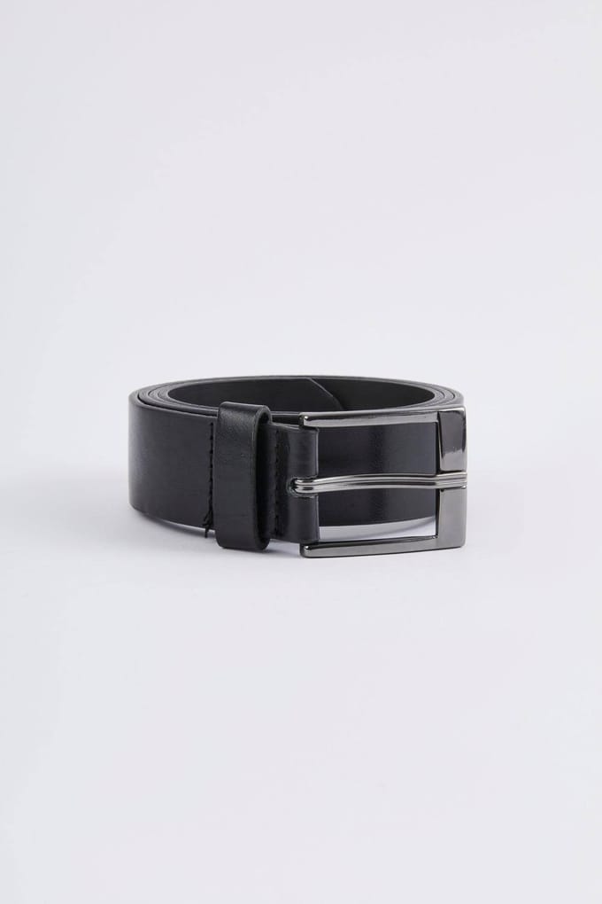 Faux Leather Smart Belt | Black | Size Medium