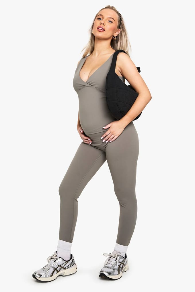 boohoo Dames Maternity Supersoft Sculpt Bump Support Legging | Grey | Maat: 18