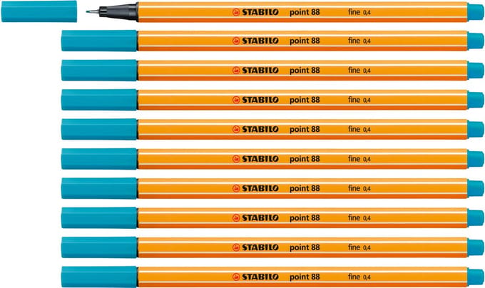 STABILO point 88 - Premium Fineliner - Fine 0,4 mm – Licht Blauw– Doos 10 stuks