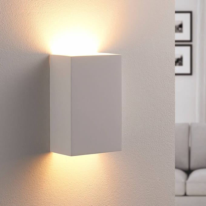 Lindby - wandlamp - 1licht - Gips - H: 16 cm - G9 - wit