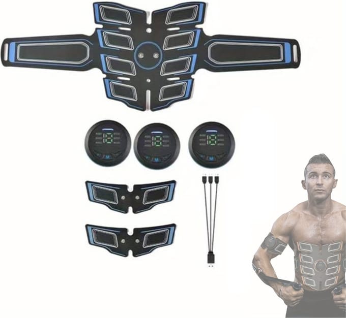 Bovista Oplaadbare Buikspiertrainer - Ems Trainer - Elektrisch - Ems - Spierstimulator - Sixpack Trainer - Afvallen - Blauw