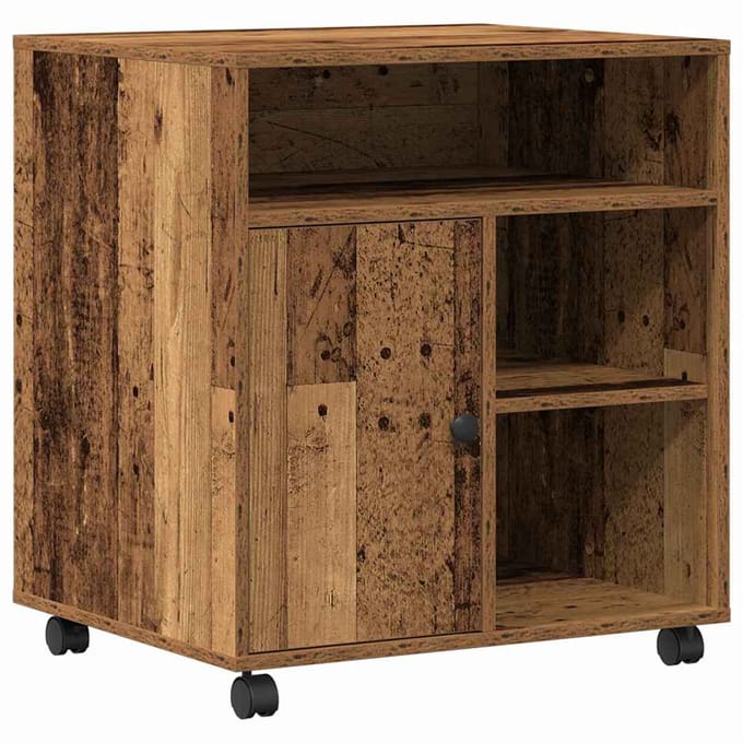 vidaXL - Printerstand - Oud - hout - 60 - x - 50 - x - 67 - cm - Bewerkt - hout